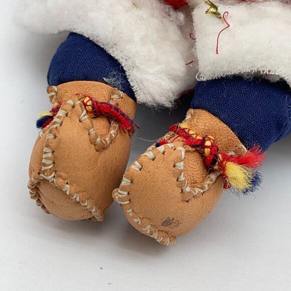 Vintage Wooden Santa Claus Figurine Leather Gloves Boots Misako Made in Finland - Picture 9 of 14